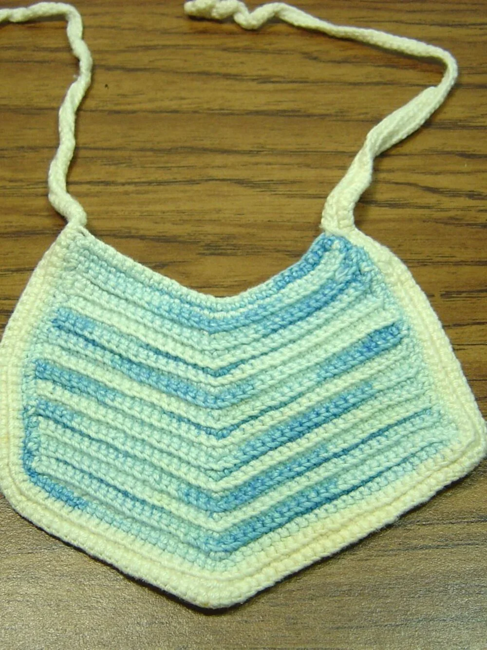 Lot of 7 vintage hand crocheted baby bibs-pastel colors